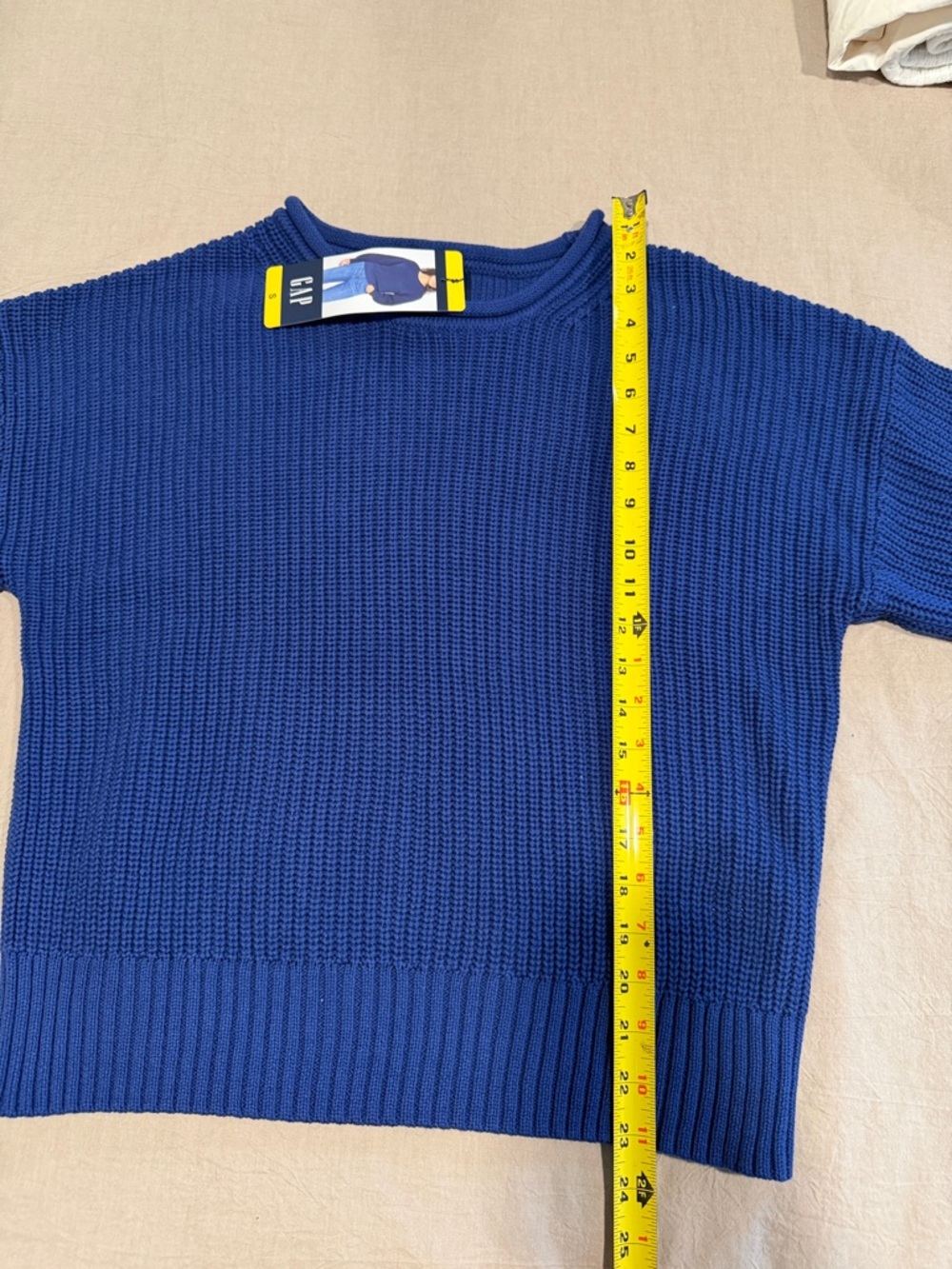 GAP Cobalt Blue 100% cotton rolled neck Crewneck Sweater - Picture 7 of 9